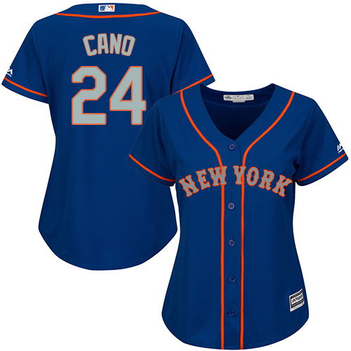 Mets #24 Robinson Cano Blue(Grey NO.) Alternate Women's Stitched MLB Jersey